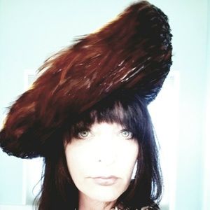 Vintage Jack Mconnell Feather Mustard Large Hat